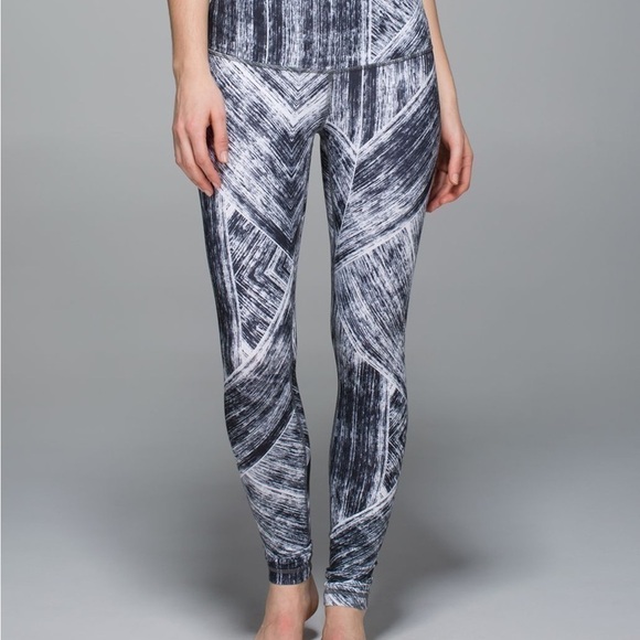 Lululemon Wunder Under Leggings Full-On Luon (Roll Down) Heat Wave White Black - Picture 2 of 11